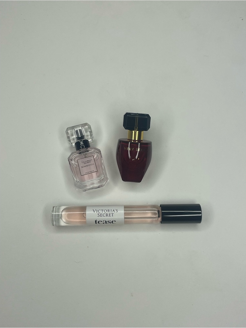 Victoria's Secret Rollerball & Mini Perfume Trio — Pink, Red, Clear